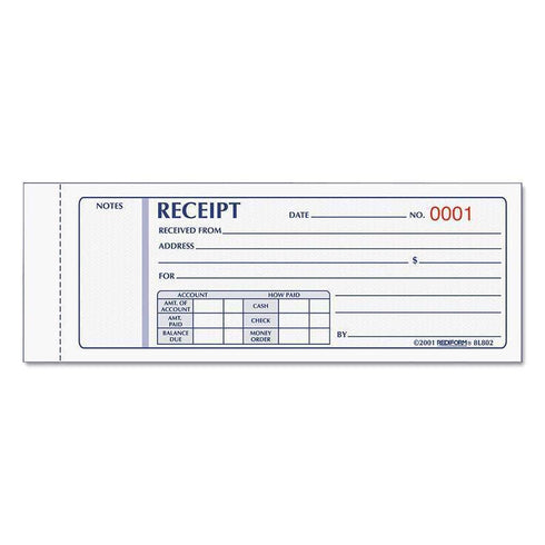 Receipt Book, Carbonless Triplicate