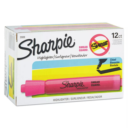 SHARPIE ACCENT TANK STYLE HIGHLIGHTER CHISEL TIP PINK DOZEN 25009