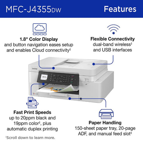 BROTHER INKVESTMENT MFC-J4355DW WIRELESS COLOR INKJET PRINTER