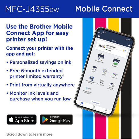 BROTHER INKVESTMENT MFC-J4355DW WIRELESS COLOR INKJET PRINTER