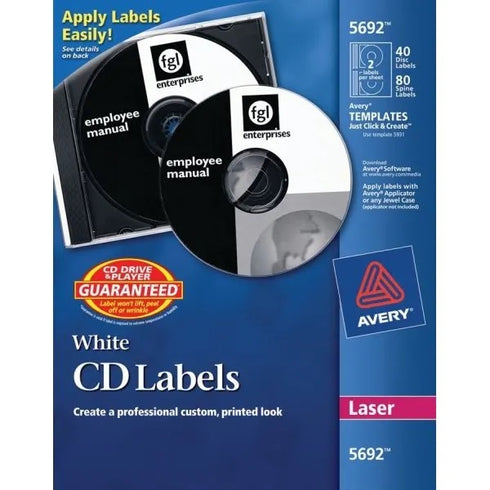 Avery® Laser CD Labels, Matte White