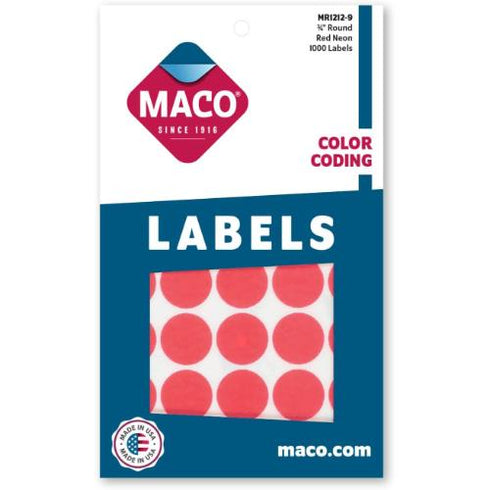 LABEL M RED GLOW CODING LABELS MACO