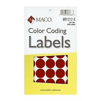 LABEL M RED CODING LABELS ROUND MACO