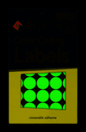 LABEL M GREEN GLOW CODING LABELS ROUND MACO