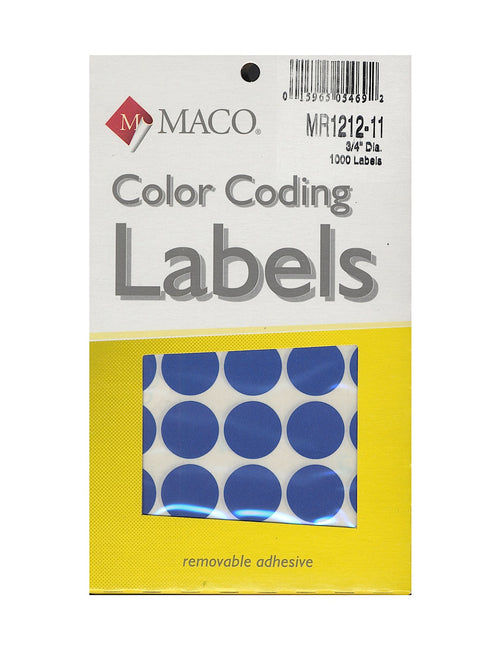 LABEL M DARK BLUE CODING LABELS ROUND MACO