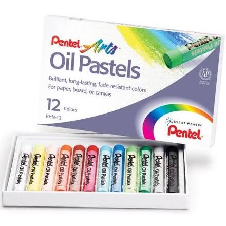 PENTEL ARTS OIL PASTELS, 12 COLOR SET