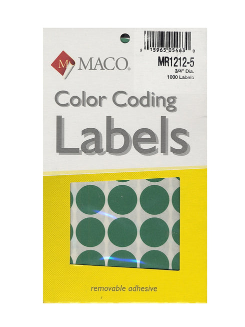 LABEL M GREEN CODING LABELS ROUND MACO