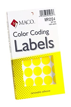 LABEL M YELLOW CODING LABELS ROUND MACO