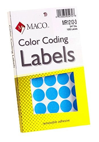 LABEL M LT. BLUE CODING LABELS ROUND MACO