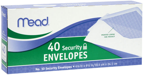 9.5" X 4 1/8" #10 SECURITY ENVELOPES MEAD - 40PC (BOX)
