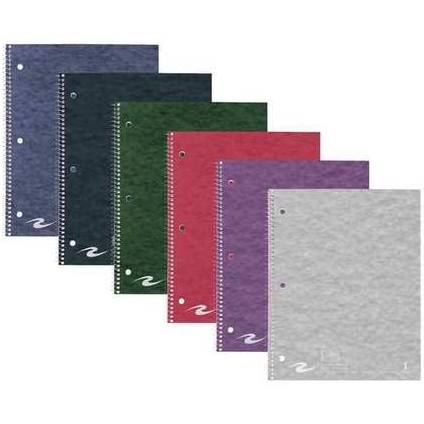 NB 1 SUBJECT SPIRAL STASHER ASSORTED COLORS SPIRAL