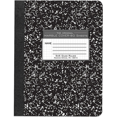 NB BLACK MARBLE 9.75X7.5" QUAD RULE GRAPH COMPOSITION NOTEBOOK