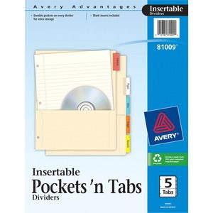 BIND DIVIDERS POCKET 5 TAB INSERTAB