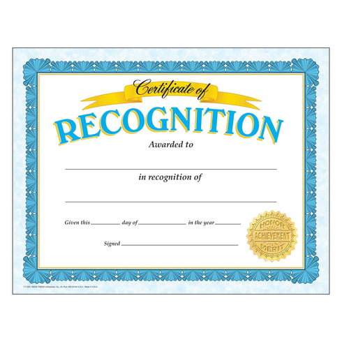 Recognition Certificate
