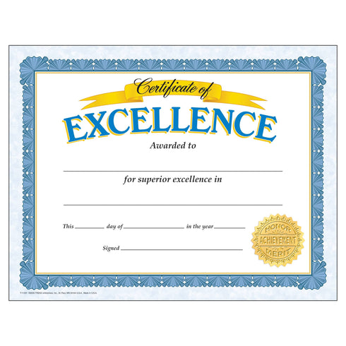 CERTIFICATE OF EXCELLENCE CERTIFICATE