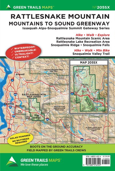 GT RATTLESNAKE MOUNTAIN, WA 205S GREEN TRAILS MAP