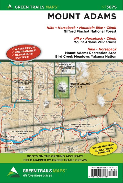 GT MOUNT ADAMS, WA 367S GREEN TRAILS MAP