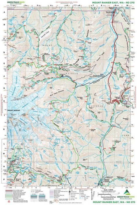 GT MOUNT RAINIER EAST, WA 270 GREEN TRAILS MAP