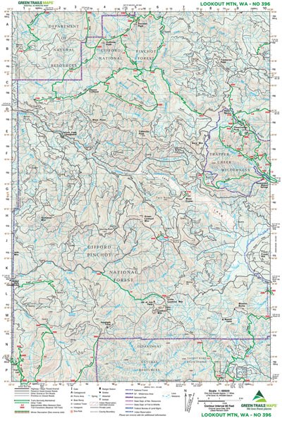 GT LOOKOUT MTN, WA 396 GREEN TRAILS MAP