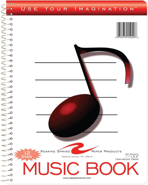 NB 12 STAVE MUSIC BOOK #15009 SPIRAL NOTEBOOK