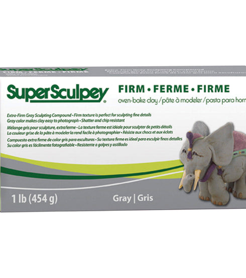 CLAY SCULPEY GRAY FIRM 1LB SUPER SCULPEY #SYSS1