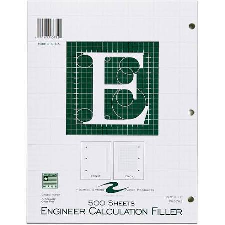GP 5X5 GRID ENGINEER FILLER 500 SHEETS GRAPH PAPER PAD