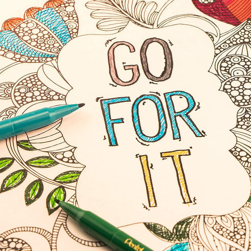 PENTEL COLOR MARKER SET, FINE FIBER TIP, ASSORTED COLORS, SET OF 24