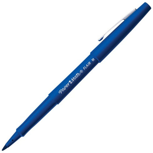 PAPER MATE FLAIR POINT GUARD FELT TIP MARKER PENS - MEDIUM PEN POINT - BLUE WATE