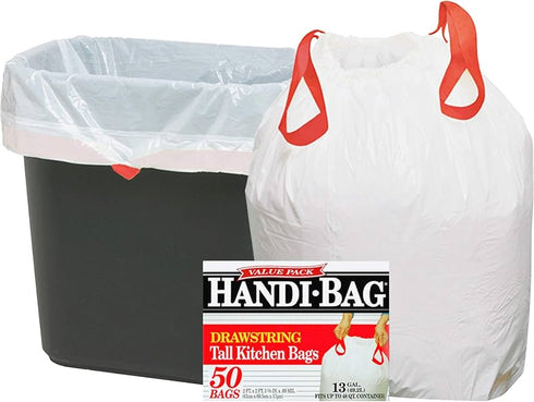 13 GALLON TRASH BAGS WITH DRAWSTRING
