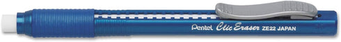 Clic Eraser Grip Eraser, For Pencil Marks, White Eraser, Blue Barrel