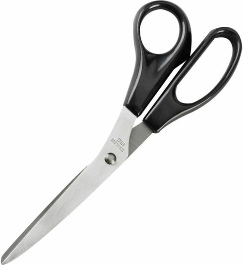 BUSINESS SOURCE 65647 STAINLESS STEEL SCISSORS, BENT, 8-INCH L, BLACK HANDLES