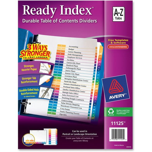 BIND DIVIDERS INDEX READY A-Z BINDER DIVIDER