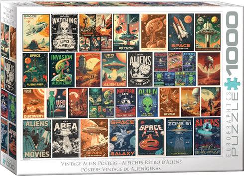 EUROGRAPHICS VINTAGE ALIEN POSTERS 1000 PIECE JIGSAW PUZZLE