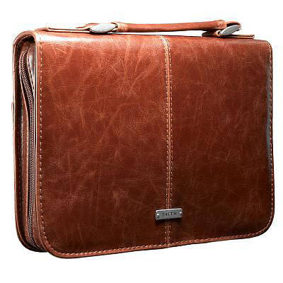 BRWN LEATHER BIBLE COVER FAITH