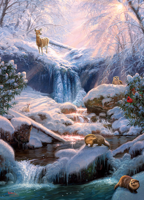 MYSTIC FALLS IN WINTER 1000 PIECE PUZZLE - KEATHLEY. MARK