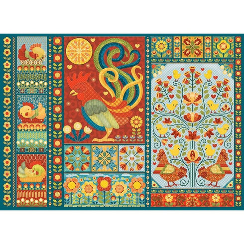 SCANDI CHICKEN QUILT 1000 PIECE PUZZLE - COBBLE HILL PUZZLE CO.