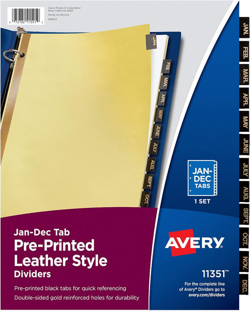 DIVIDERS,LEATHER TABS,MTHLY