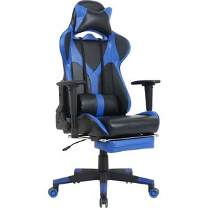 CH GAMING CHAIR W/FOOTREST BLUE/BLACK