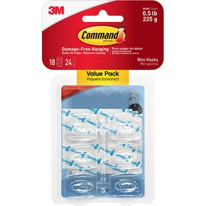 MINI CLEAR HOOKS 18PK