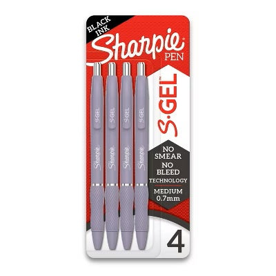 0.7MM SHARPIE S-GEL VIOLET BARREL BLACK INK PEN 4 PACK