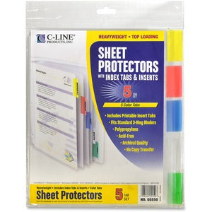 5 TAB COLOR SHEET PROTECTORS