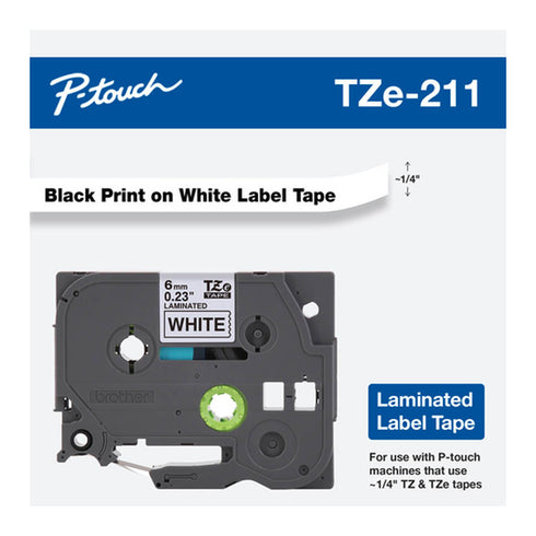 1/4" BLK ON WHITE LABEL TAPE