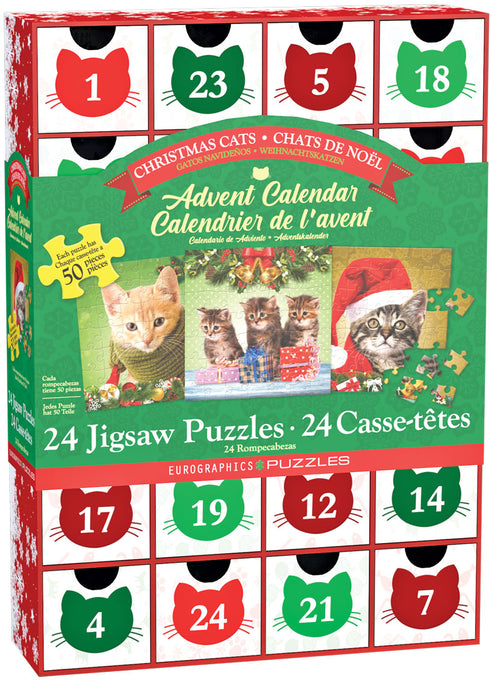 EUROGRAPHICS CHRISTMAS CATS ADVENT CALENDAR 24 MINI PUZZLES