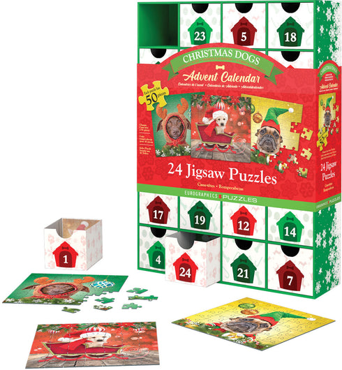 EUROGRAPHICS CHRISTMAS DOGS ADVENT CALENDAR 24 MINI PUZZLES