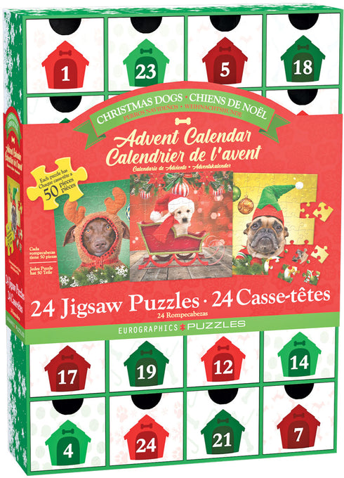 EUROGRAPHICS CHRISTMAS DOGS ADVENT CALENDAR 24 MINI PUZZLES
