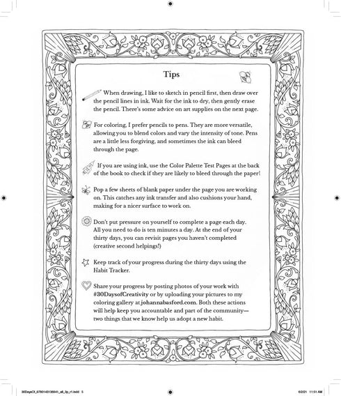 30 DAYS OF CREATIVITY: DRAW, COLOR, & DISCOVER YOUR CREATIVE SELF - BASFORD. JO