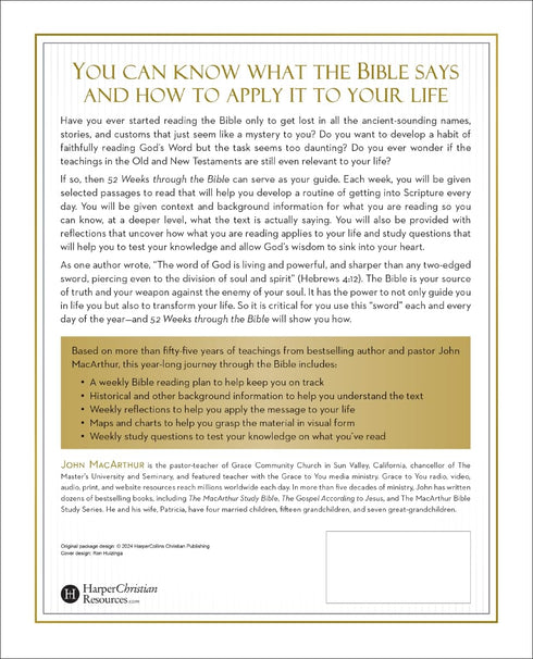 52 WEEKS THROUGH THE BIBLE - MACARTHUR. JOHN F.