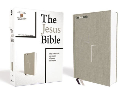 THE JESUS BIBLE, NIV EDITION, CLOTH OVER BOARD, GRAY LINEN, COMFORT PRINT - PASS