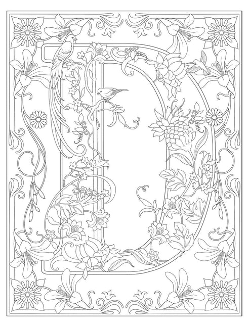 CREATIVE HAVEN BEAUTIFUL FLORAL ALPHABET DESIGN COLORING BOOK - NOBLE. MARTY