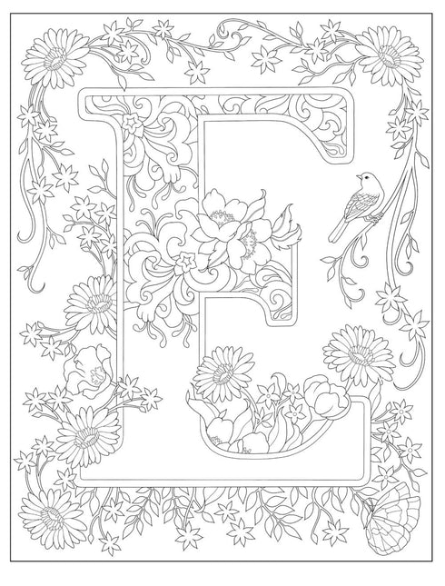CREATIVE HAVEN BEAUTIFUL FLORAL ALPHABET DESIGN COLORING BOOK - NOBLE. MARTY